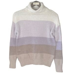 PINK Republic white purple brown striped soft turtleneck sweater // XS